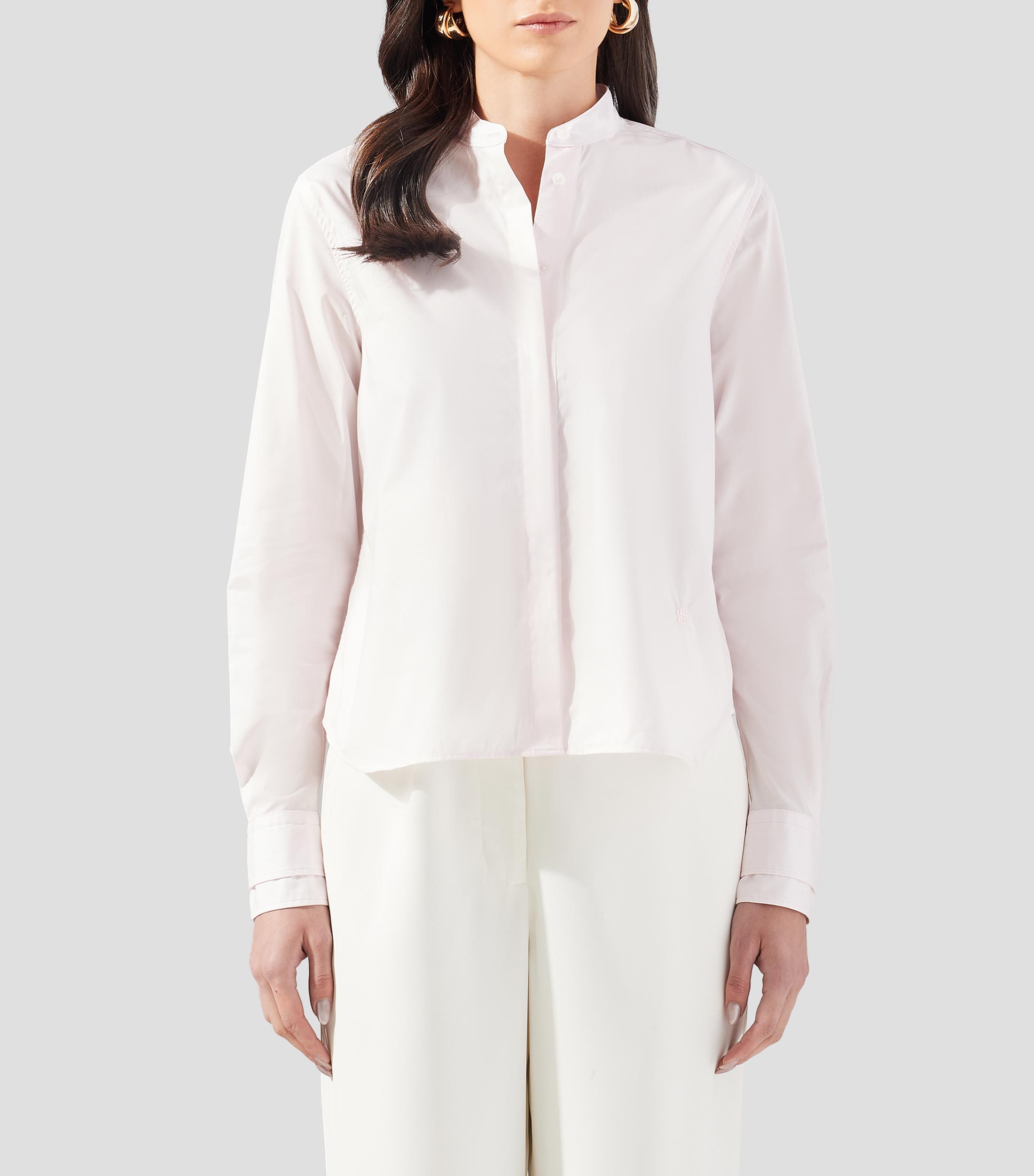 Blusa lisa manga larga Mujer